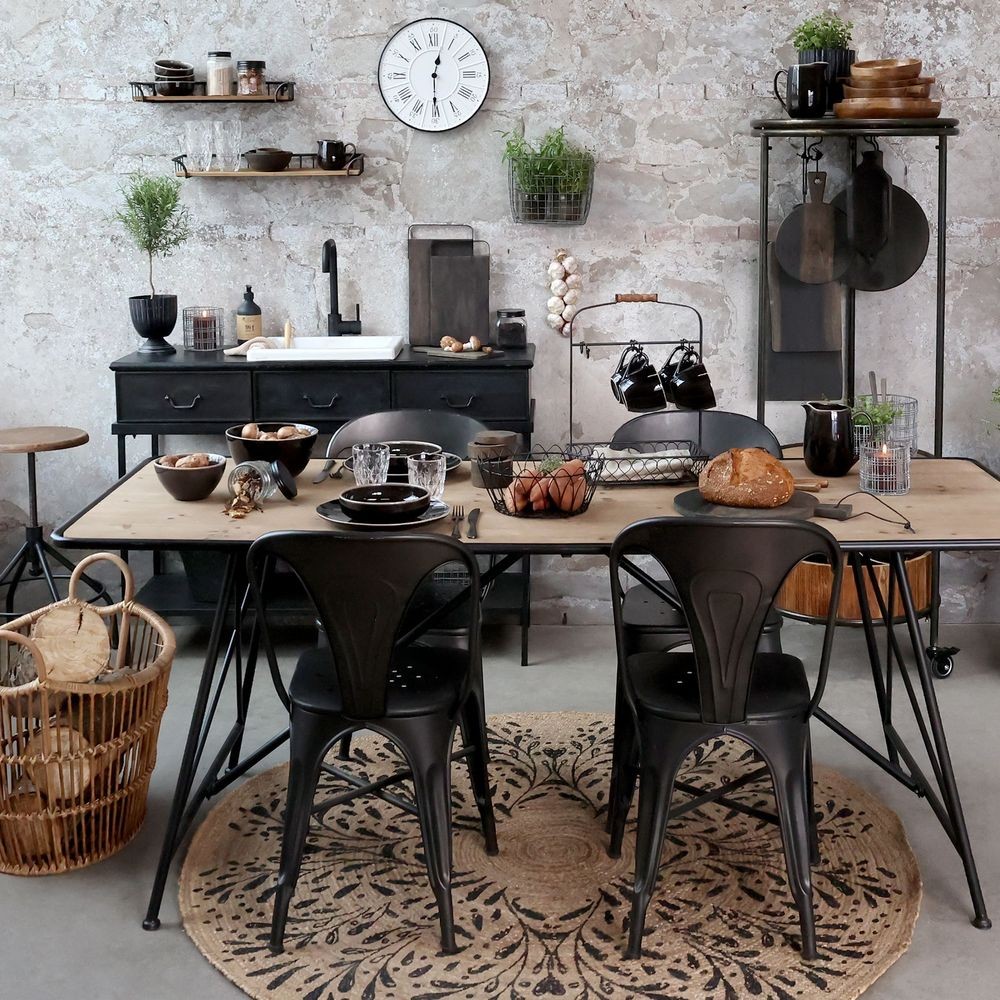 Dřevěný jídelní stůl kovové nohy Factory - 200*80*78 cm Chic Antique Dřevěný jídelní stůl kovové nohy Factory - 200*80*78 cm Chic Antique