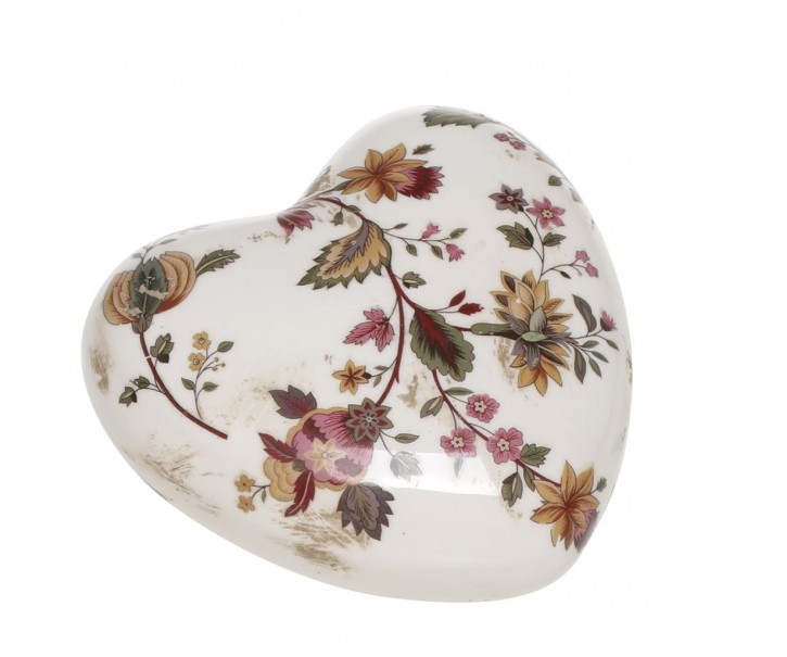 Keramické dekorační srdce s květy Nancy - 11*11*4 cm Chic Antique