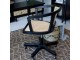 Černá dřevěná židle s výpletem a opěrkami na kolečkách Old French chair - 60*60*80 cm Chic Antique