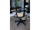 Černá dřevěná židle s výpletem a opěrkami na kolečkách Old French chair - 60*60*80 cm Chic Antique