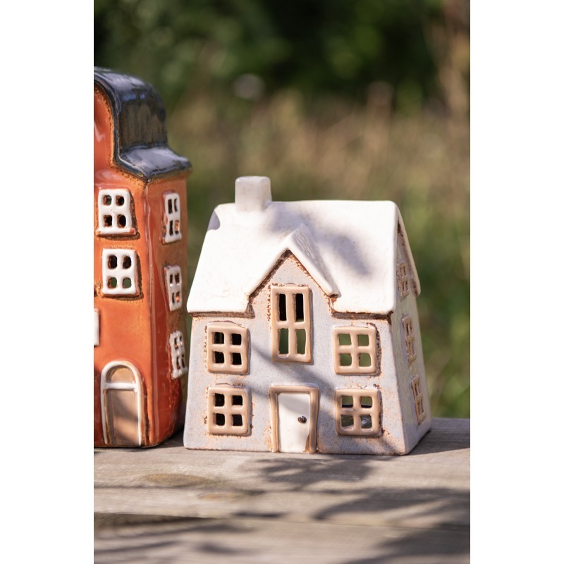 Šedý keramický svícen na čajovou svíčku domek Amster Village - 15*10*17 cm Clayre & Eef Šedý keramický svícen na čajovou svíčku domek Amster Village - 15*10*17 cm Clayre & Eef