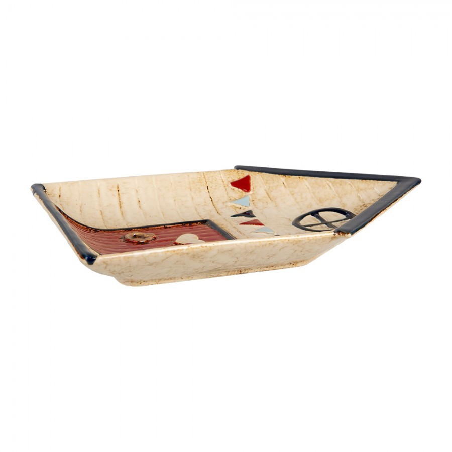 Béžový keramický talířek plážový domek - 27*18*3 cm Clayre & Eef Béžový keramický talířek plážový domek - 27*18*3 cm Clayre & Eef