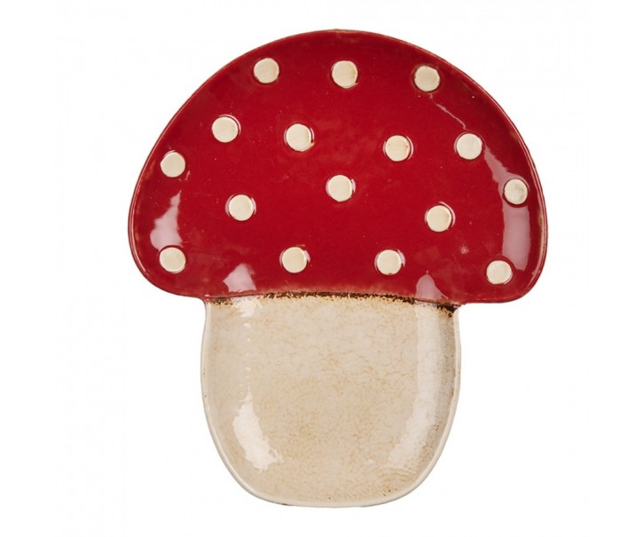 Servírovací keramický talířek houba muchomůrka Mushroom - 21*22*3 cm Clayre & Eef