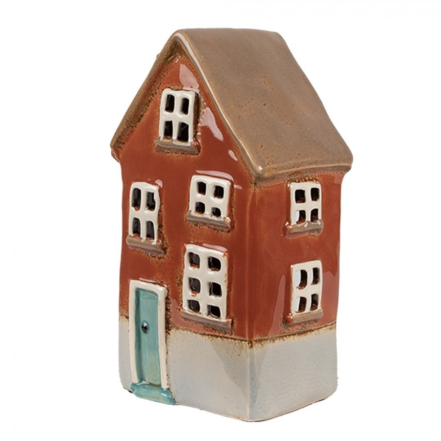 Hnědý keramický svícen na čajovou svíčku domek Amster Village - 10*8*18 cm Clayre & Eef Hnědý keramický svícen na čajovou svíčku domek Amster Village - 10*8*18 cm Clayre & Eef