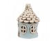 Modrý keramický svícen pohádkový domek - Ø 11*15 cm Clayre & Eef