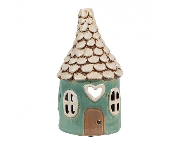 Zelený keramický svícen pohádkový domek - Ø 11*20 cm Clayre & Eef