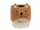 Hnědý keramický květináč ve tvaru kočky Cat - Ø 11*13 cm Clayre & Eef