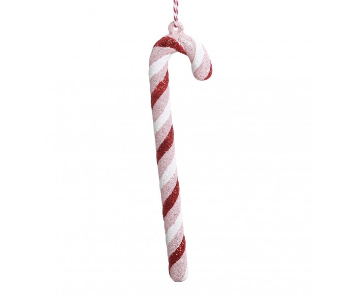 Růžová vánoční ozdoba cukrová hůl Candy Cane - 4*1*17 cm Chic Antique