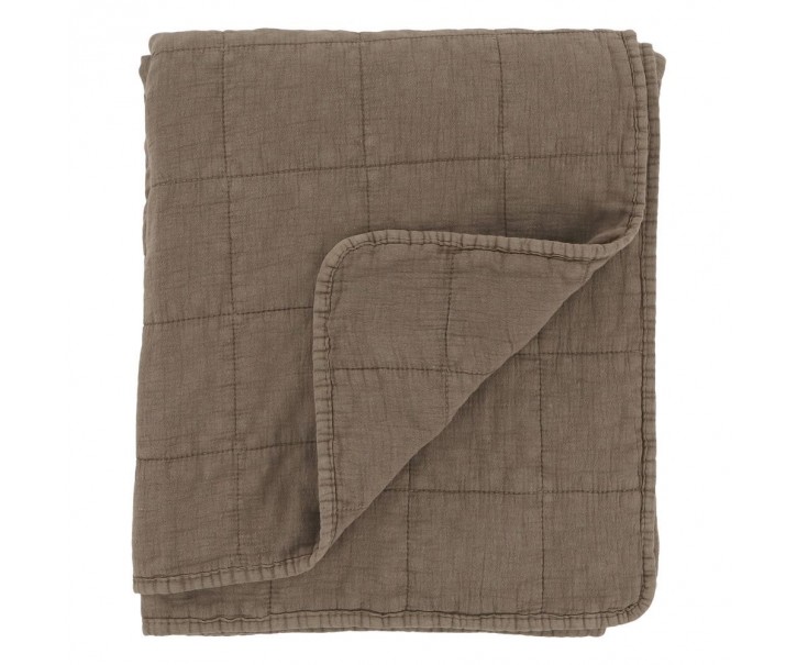 Hnědý přehoz s opraným vzhledem Aix Vintage Quilt - 130*180 cm Chic Antique
