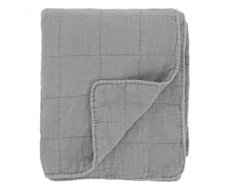 Šedý přehoz s opraným vzhledem Aix Vintage Quilt - 130*180 cm Chic Antique