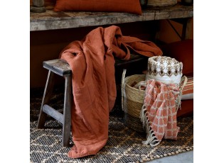 Rezavý přehoz s opraným vzhledem Aix Vintage Quilt - 130*180 cm