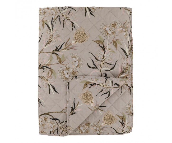 Béžový přehoz s květinovým vzorem Aix Vintage Quilt - 130*180 cm Chic Antique