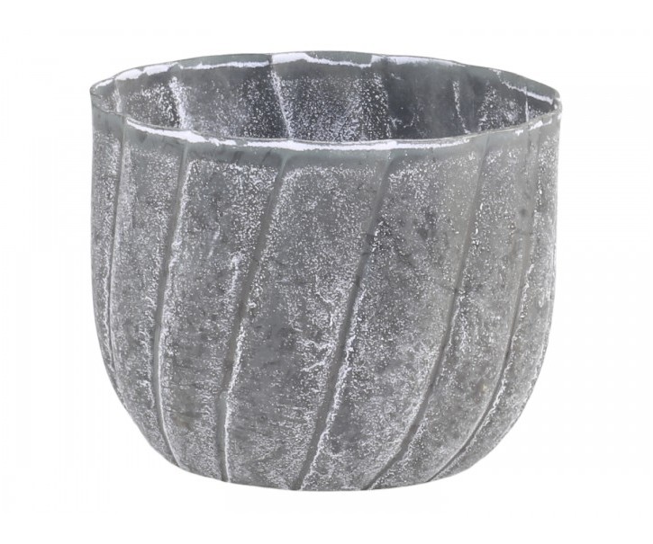 Zinkový antik kovový svícen na úzkou svíčku Clarria - Ø 7*6 cm Chic Antique