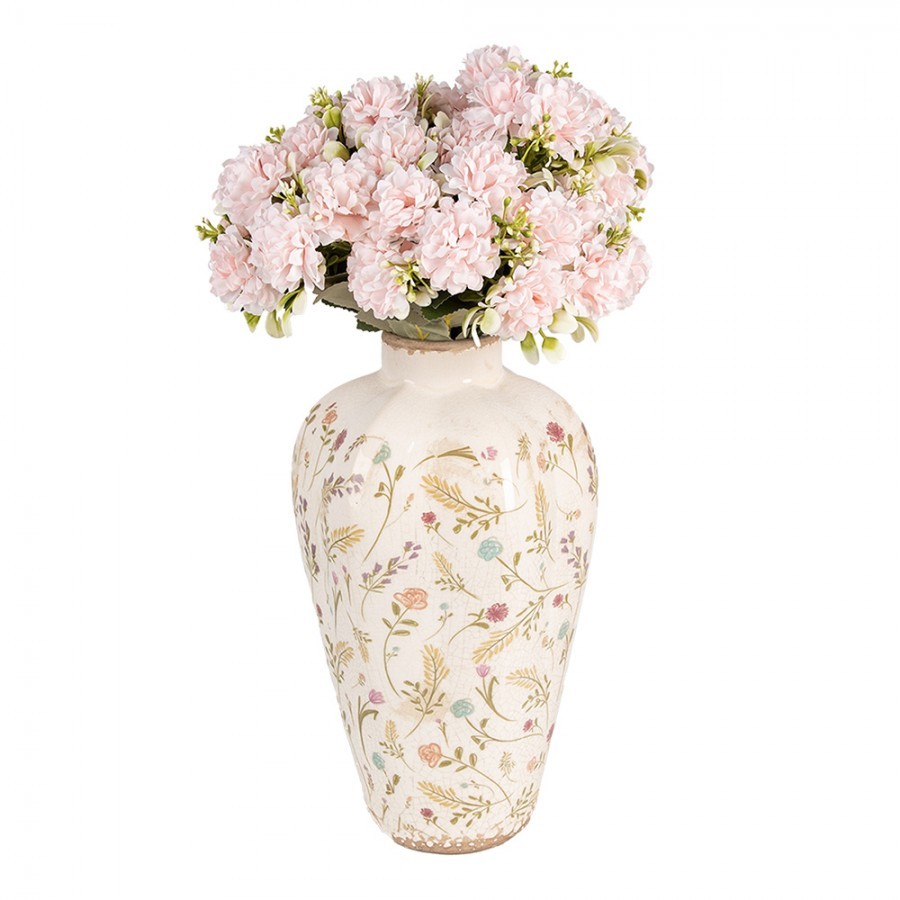 Béžová keramická váza s kvítky Floral Cartoon S - Ø 17*30 cm Clayre & Eef Béžová keramická váza s kvítky Floral Cartoon S - Ø 17*30 cm Clayre & Eef