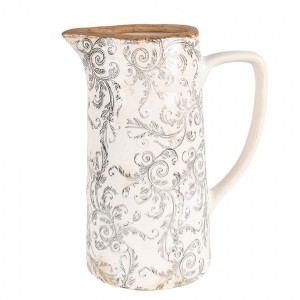 Béžový keramický dekorační džbán se šedými ornamenty Gassia L - 21*14*26 cm
