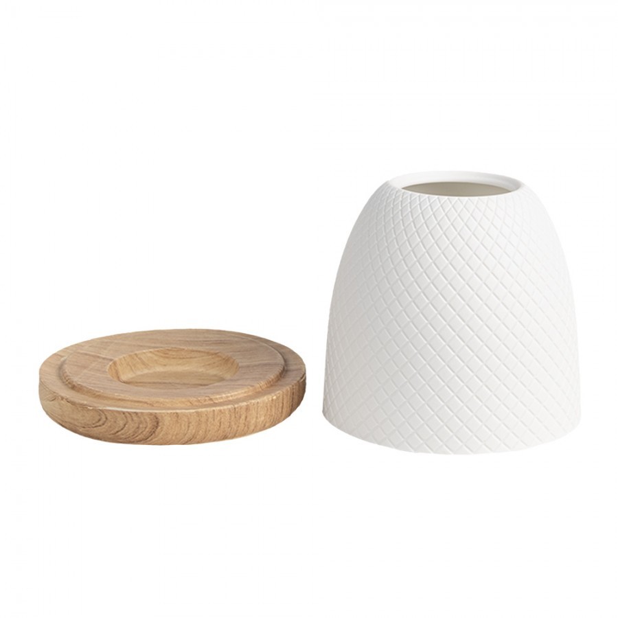 Bílý porcelánový svícen na čajovou svíčku - Ø 9*10 cm Clayre & Eef Bílý porcelánový svícen na čajovou svíčku - Ø 9*10 cm Clayre & Eef
