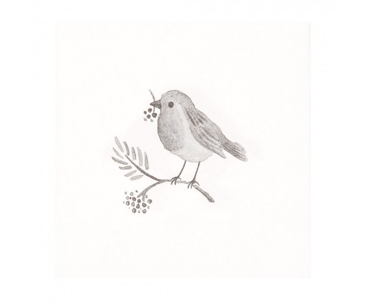 Bílé papírové ubrousky s ptáčkem Love Bird - 33*33 cm (20ks) Clayre & Eef