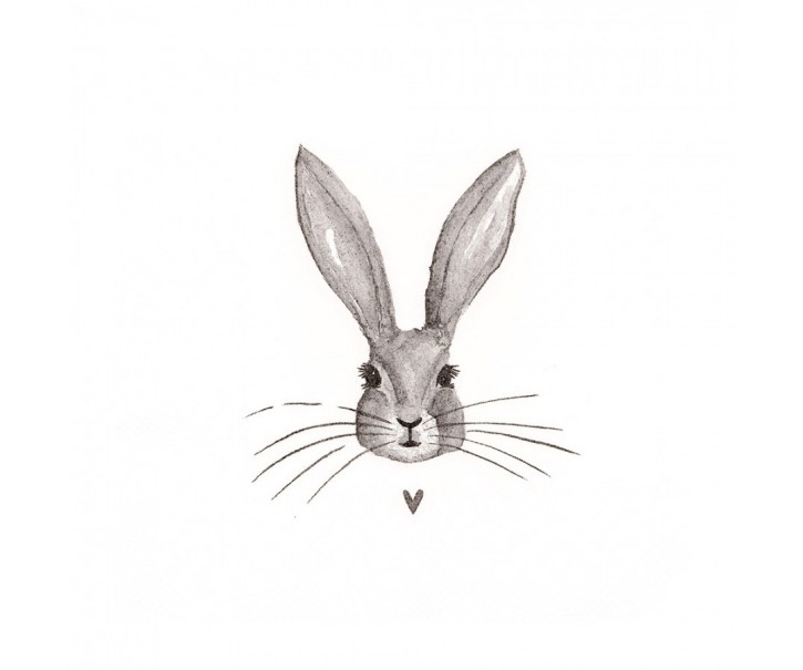 Bílé papírové ubrousky s králíčkem Love Rabbit - 33*33 cm (20ks) Clayre & Eef