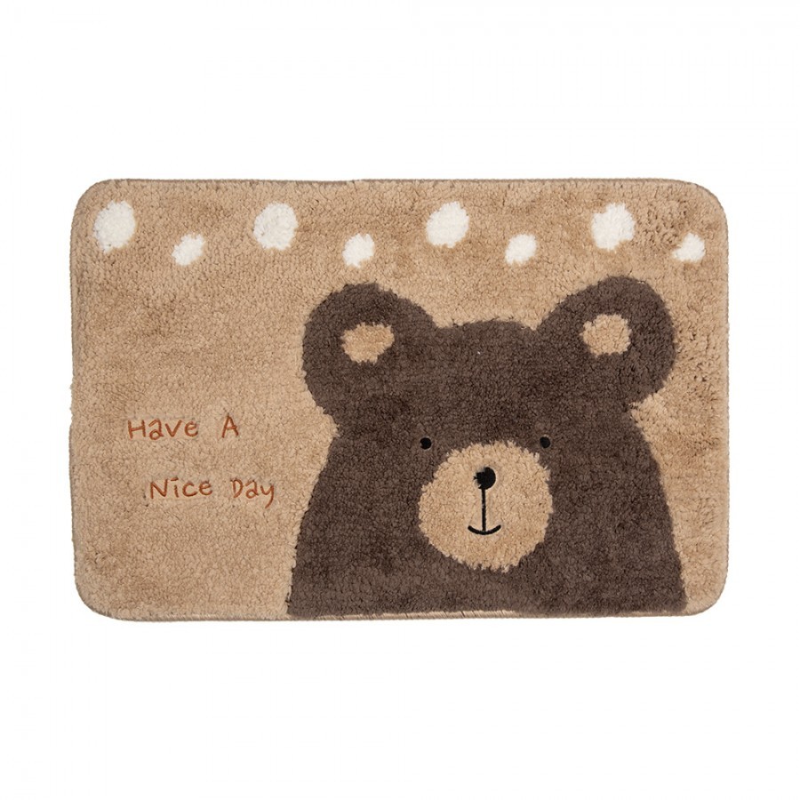 Béžová koupelnová předložka s medvídkem Bear - 58*38*1 cm Clayre & Eef Béžová koupelnová předložka s medvídkem Bear - 58*38*1 cm Clayre & Eef