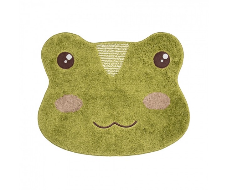 Zelená koupelnová předložka hlava žabky Frog - 60*48*1 cm Clayre & Eef