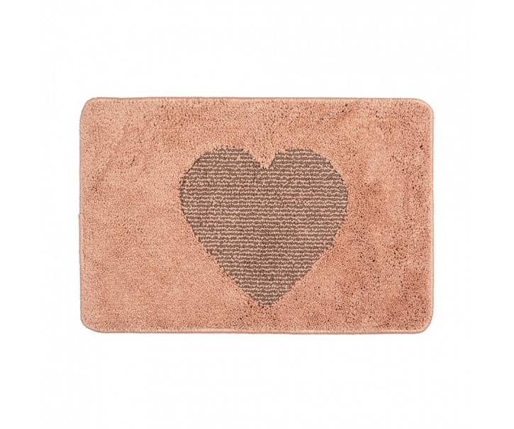 Růžová koupelnová předložka se srdíčkem - 58*38*1 cm Clayre & Eef