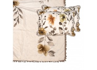 Bílý přehoz na postel a 2x povlak na polštář Flower Bulb - 230*250 cm / 50*70 cm