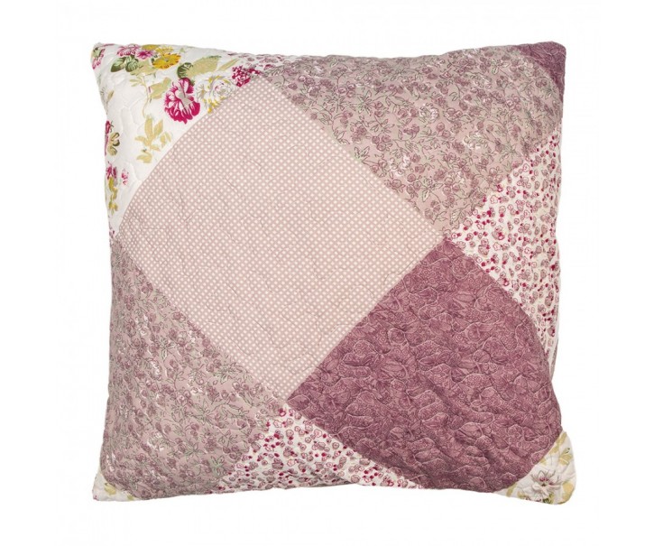 Fialový povlak na polštář s květy Patchwork - 50*50 cm Clayre & Eef