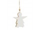 Bílý dřevěný závěsný anděl - 9*2*9 cm J-Line by Jolipa