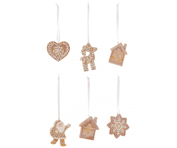 Set 6ks závěsná dekorace perníček Ginger - 8*1*9 cm J-Line by Jolipa