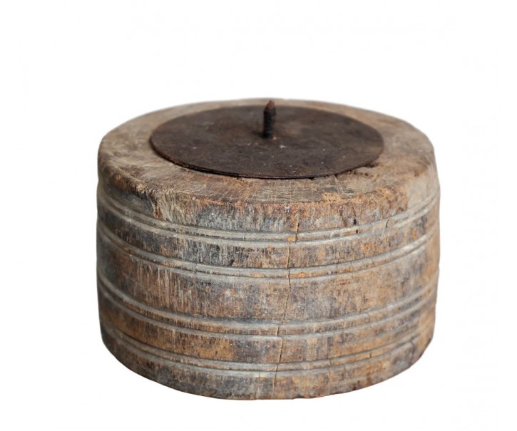 Dřevěný svícen na sloupovou svíčku Grimaud Unit - Ø 15*19 cm Chic Antique