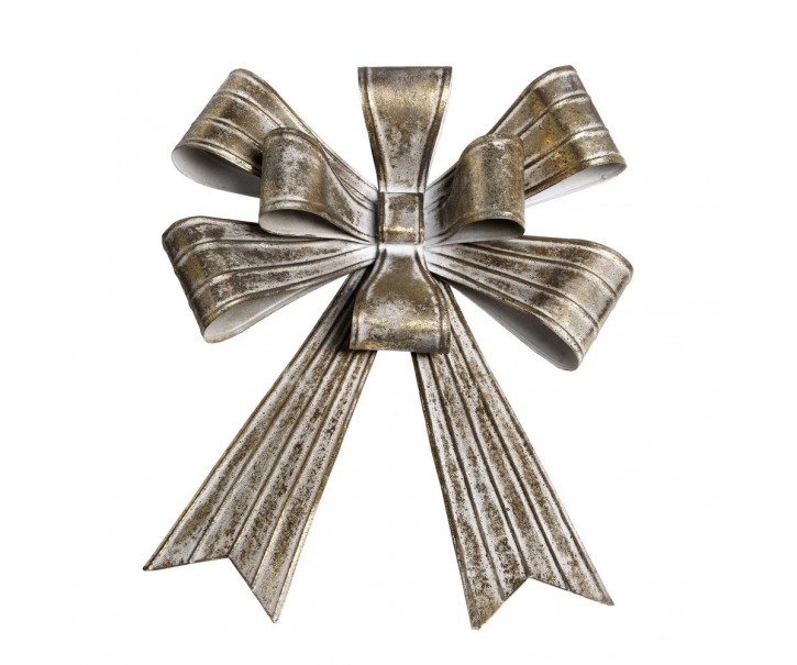 Mosazná antik kovová nástěnná dekorace mašle Bow - 30*9*43 cm Chic Antique