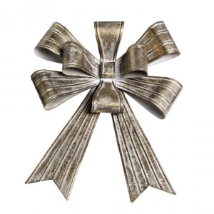 Mosazná antik kovová nástěnná dekorace mašle Bow - 30*9*43 cm