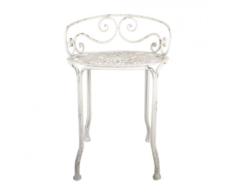 Bílý antik kovový stolek na květiny Shabby Chic - Ø 44*67 cm Clayre & Eef