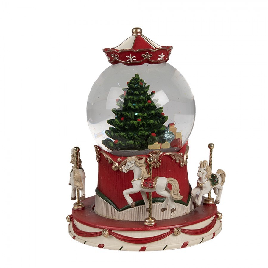 Vánoční sněžítko s hracím kolotočem Christmas - Ø 14*19 cm Clayre & Eef Vánoční sněžítko s hracím kolotočem Christmas - Ø 14*19 cm Clayre & Eef