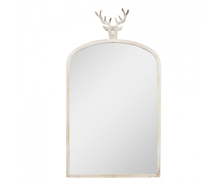 Béžové antik kovové zrcadlo s hlavou jelena Deer vintage - 58*10*105 cm Clayre & Eef