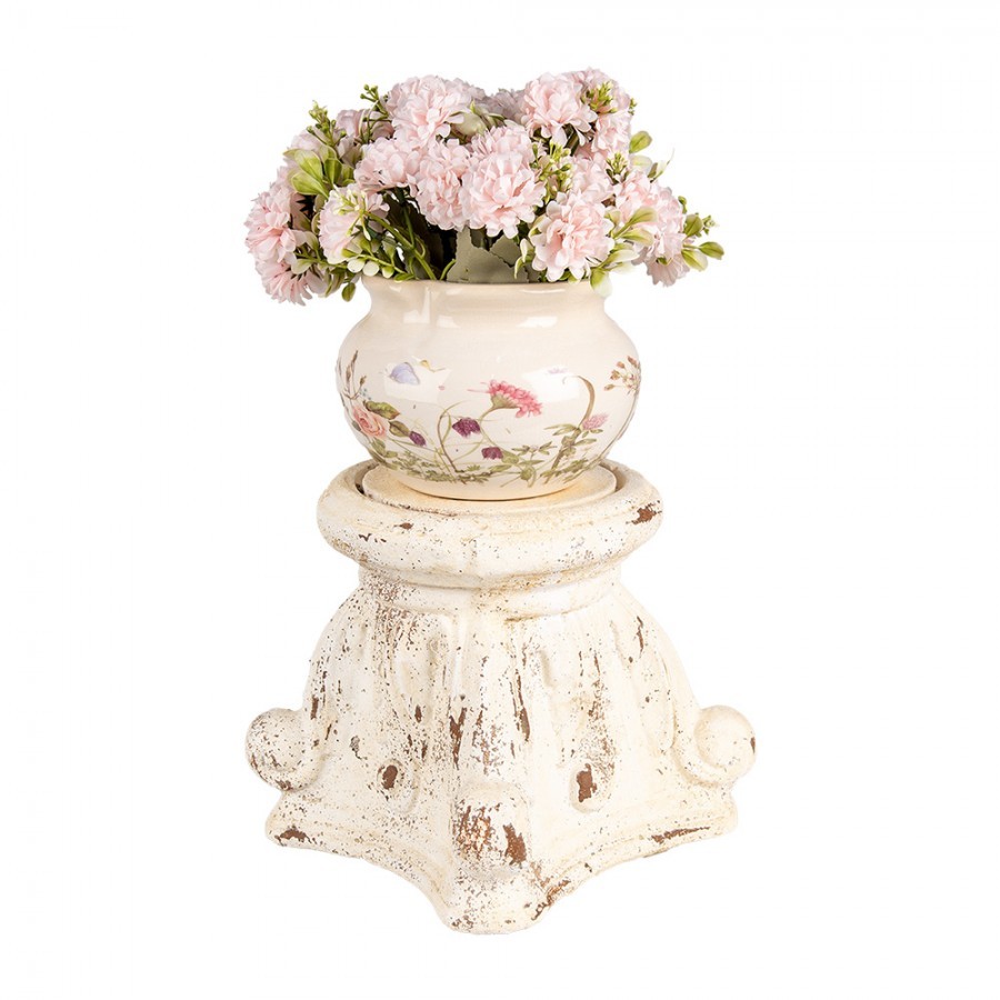 Béžový antik dekorační stolek pod květiny Baroque - 22*22*21 cm Clayre & Eef Béžový antik dekorační stolek pod květiny Baroque - 22*22*21 cm Clayre & Eef