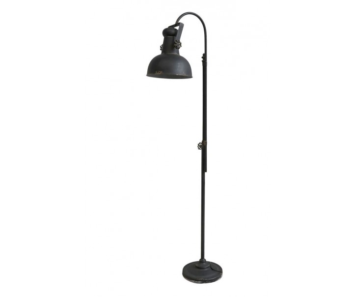 Černá antik kovová stojací lampa s patinou Factory - 175 cm / E27/ 60W Chic Antique