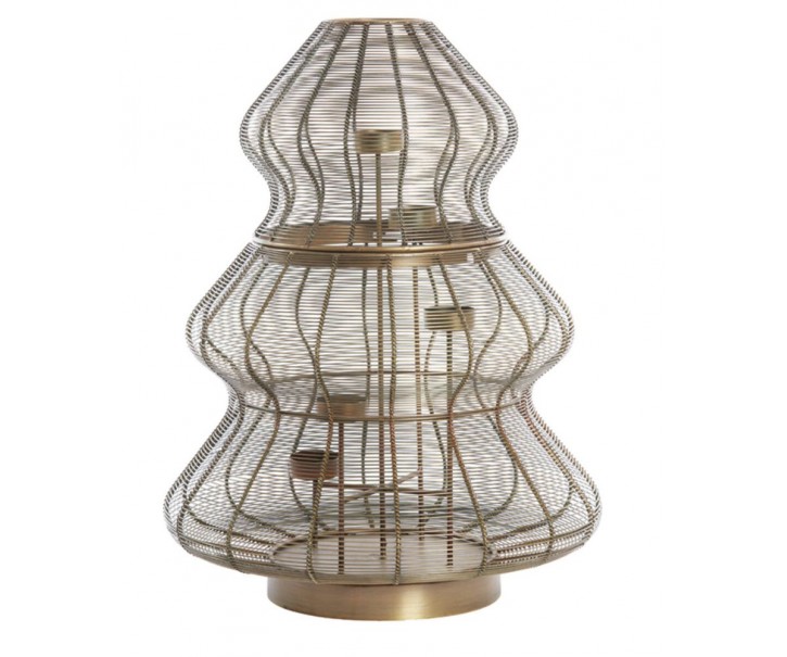Bronzový antik kovový svícen vánoční stromek na 5 svíček Tree - Ø 38*50 cm Light & Living