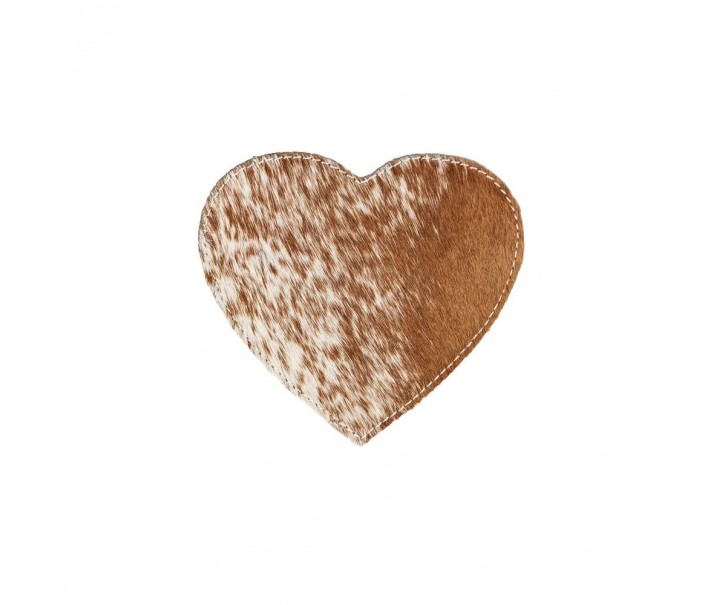 Sada podtácků Love z hovězí kůže Brown ( 4 ks ) - 13*13*3 cm Mars & More 