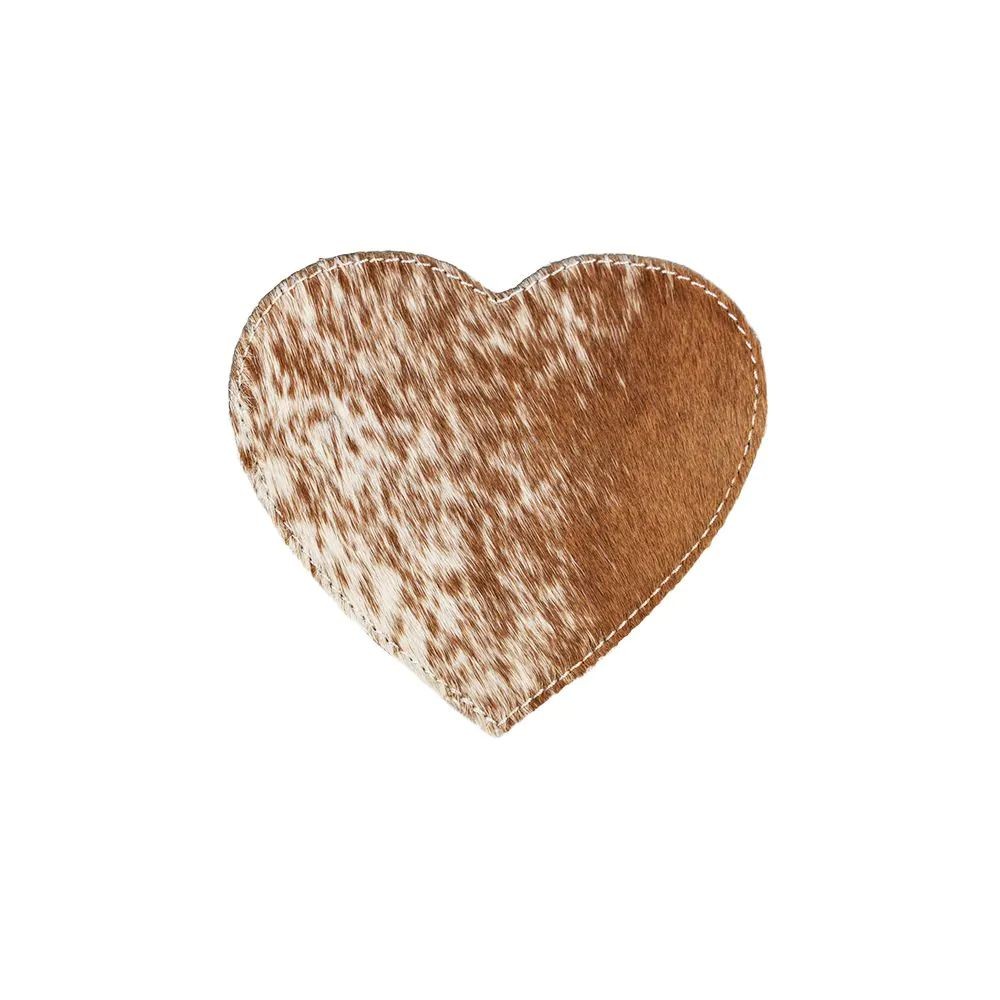 Sada podtácků Love z hovězí kůže Brown ( 4 ks ) - 13*13*3 cm