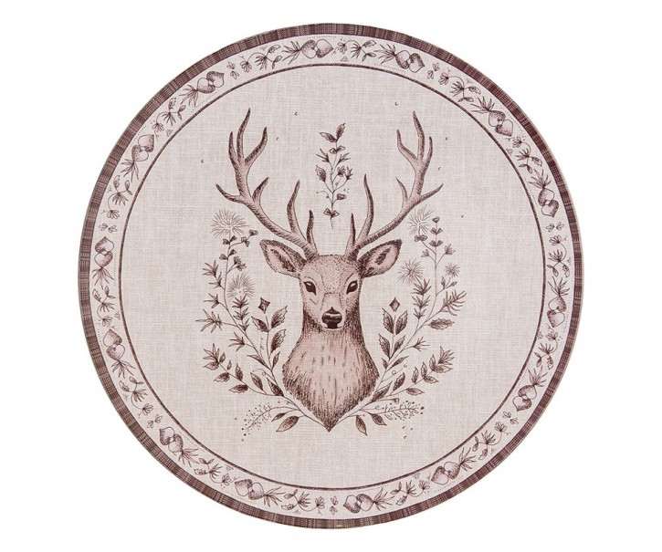 Béžový servírovací talíř s jelenem Gentle Wilderness - Ø 33*1 cm Clayre & Eef