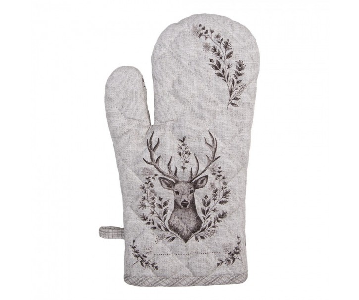 Béžová textilní chňapka - rukavice s jelenem Gentle Wilderness - 18*30 cm Clayre & Eef