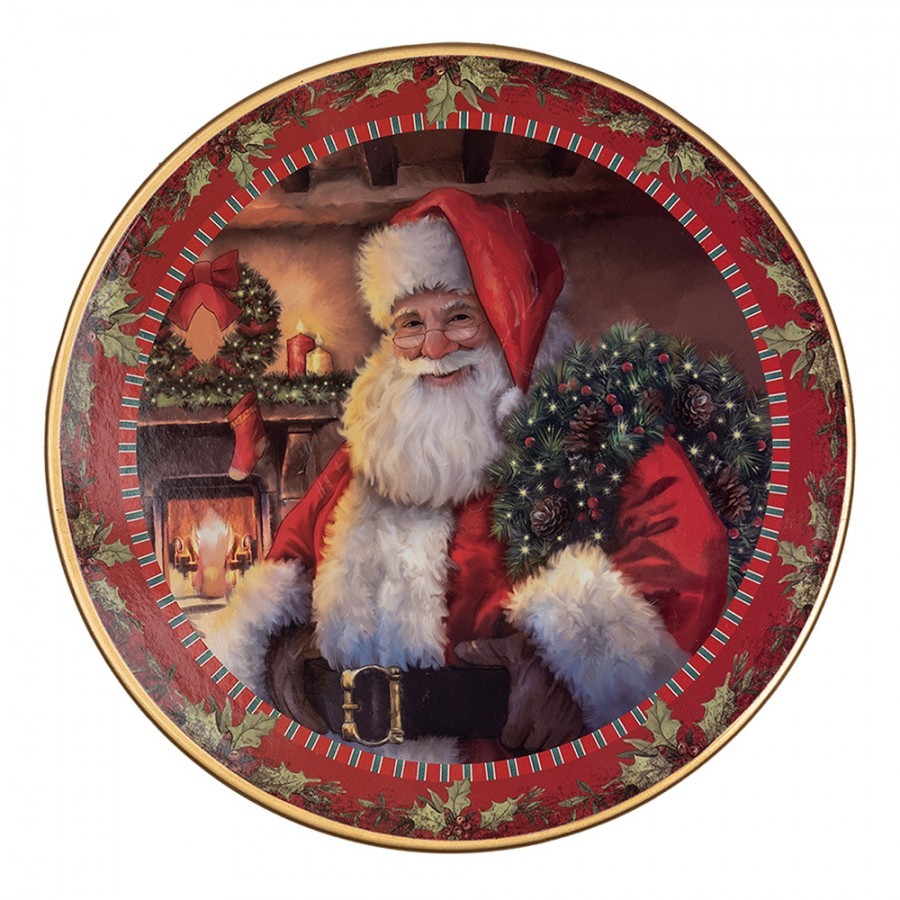 Červený vánoční plastový podnos na dort Santa Claus S - Ø 16*10 cm Clayre & Eef Červený vánoční plastový podnos na dort Santa Claus S - Ø 16*10 cm Clayre & Eef