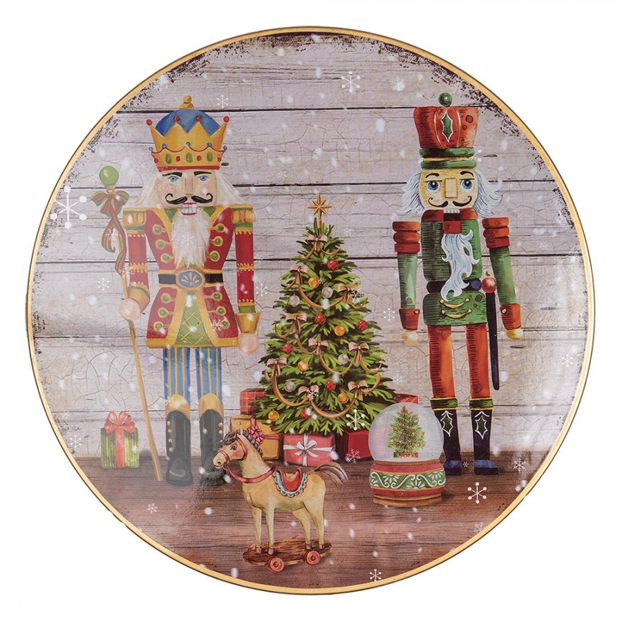 Červený vánoční plastový podnos na dort Louskáček - Ø 33*14 cm Clayre & Eef Červený vánoční plastový podnos na dort Louskáček - Ø 33*14 cm Clayre & Eef