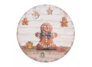 Béžový servírovací talíř / podnos s perníčkem - Ø 33*1 cm