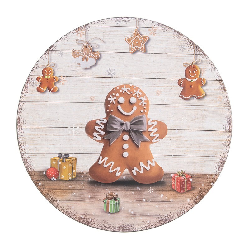 Béžový servírovací talíř s perníčkem - Ø 33*1 cm