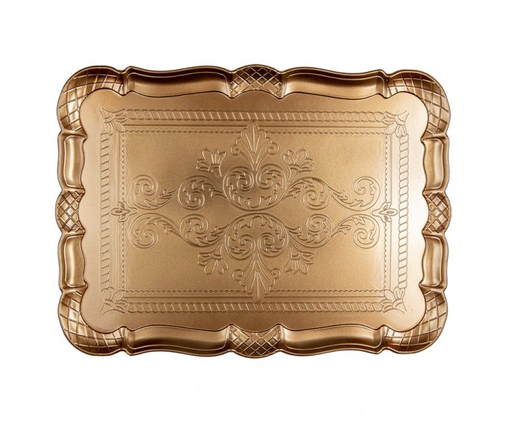 Zlatý antik obdélníkový servírovací podnos Ornament - 40*30 cm Clayre & Eef