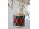 Červeno-zelená vánoční ozdoba Vintage buben - Ø 6*6 cm Chic Antique