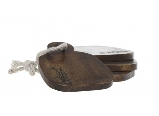 Set 4ks hnědé dřevěné mangové prkénko Tapas Tours - 15*15 cm