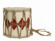 Červeno-bílý vánoční dřevěný buben s kůží Drum Vintage - Ø 17*16 cm Chic Antique
